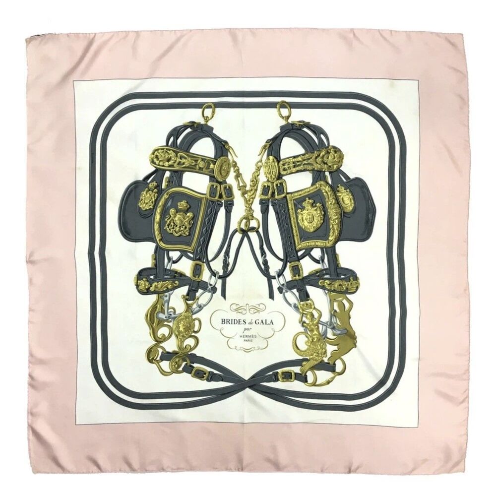 Authentic Hermès Brides de Gala Carre 90 Silk Scarf Pink Multicolor/119